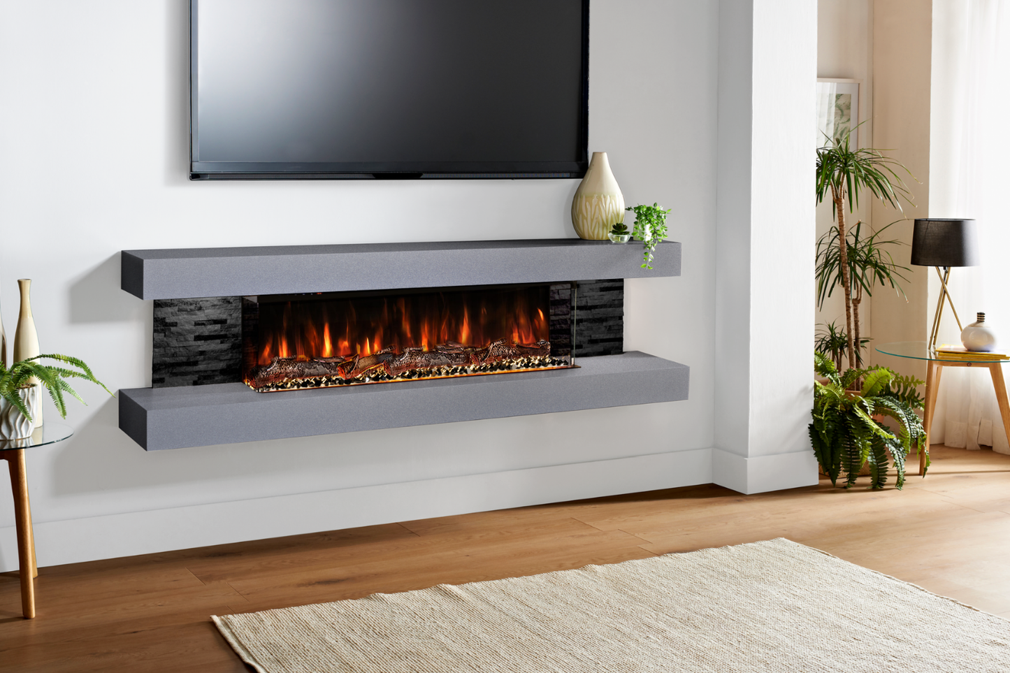 Modern Wall Mounted Electric Fireplace E β Slimline LED | UK Delivery