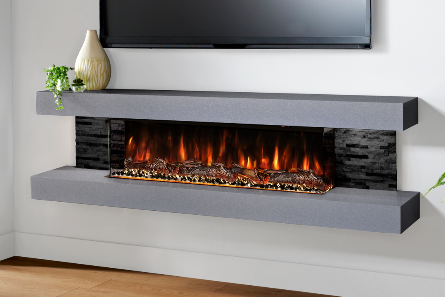 Modern Wall Mounted Electric Fireplace E β Slimline LED | UK Delivery