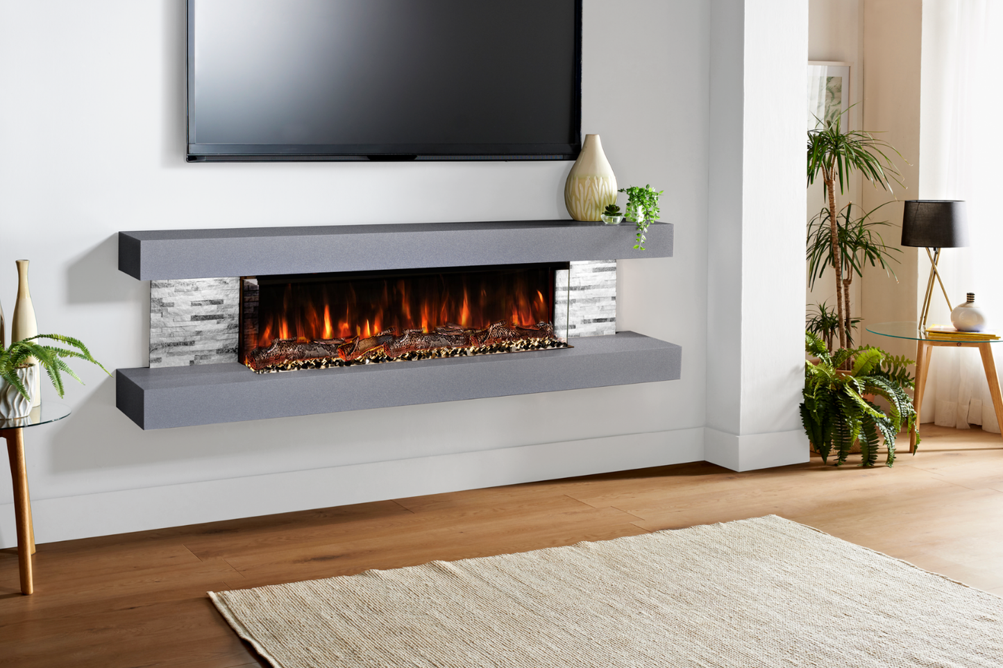Modern Wall Mounted Electric Fireplace E β Slimline LED | UK Delivery