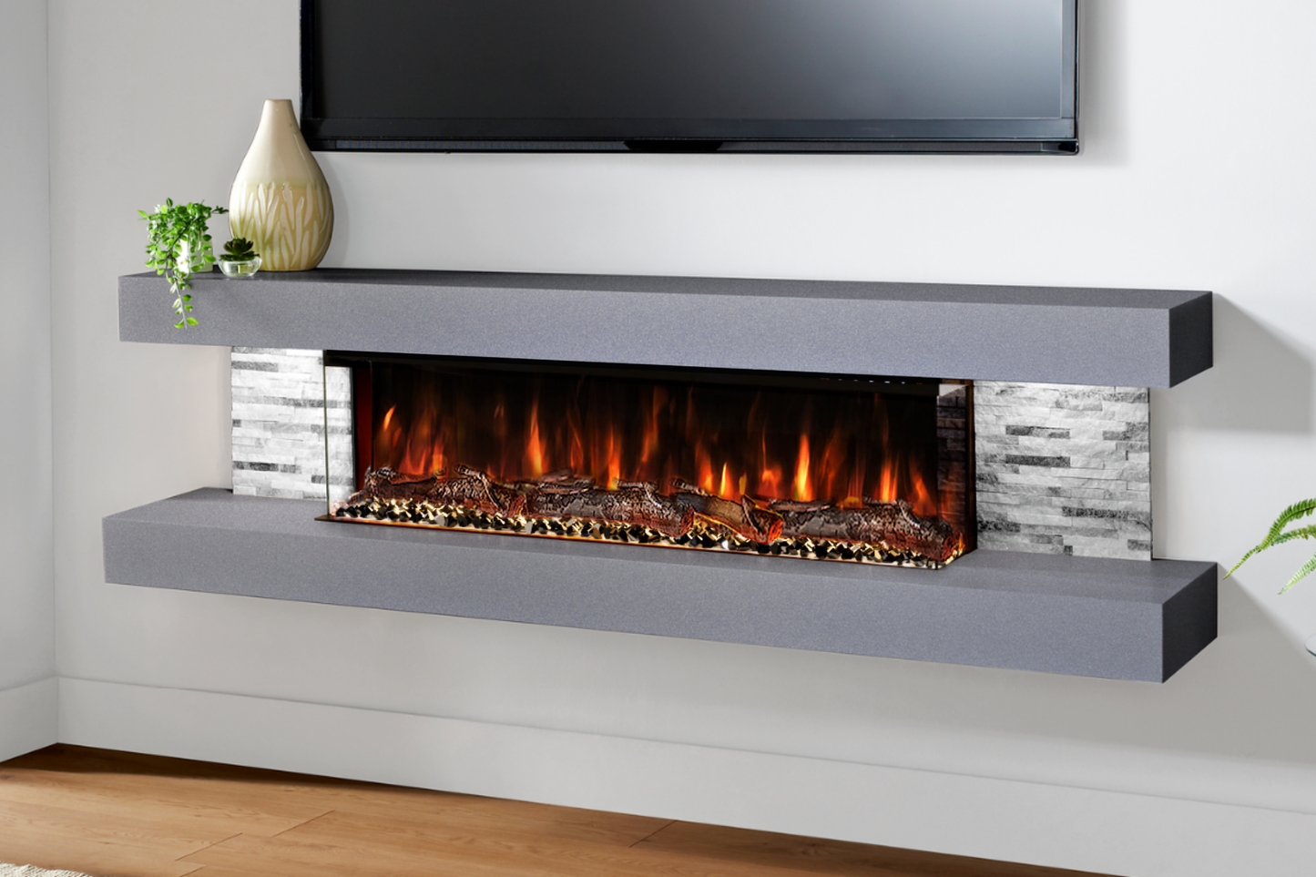 Modern Wall Mounted Electric Fireplace E β Slimline LED | UK Delivery