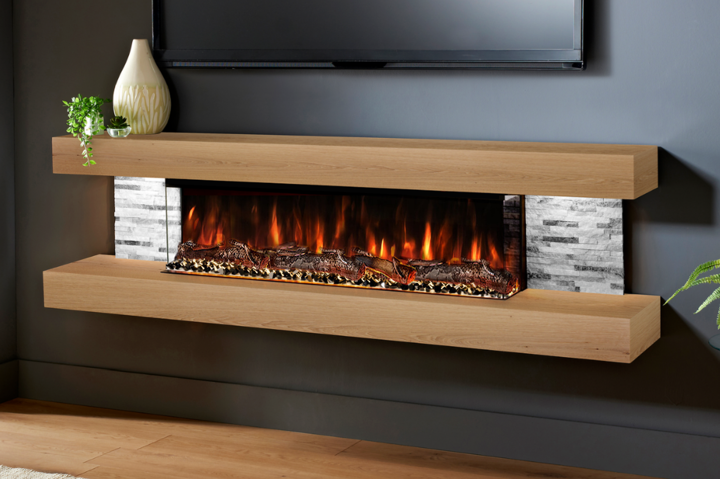 Modern Wall Mounted Electric Fireplace E β Slimline LED | UK Delivery