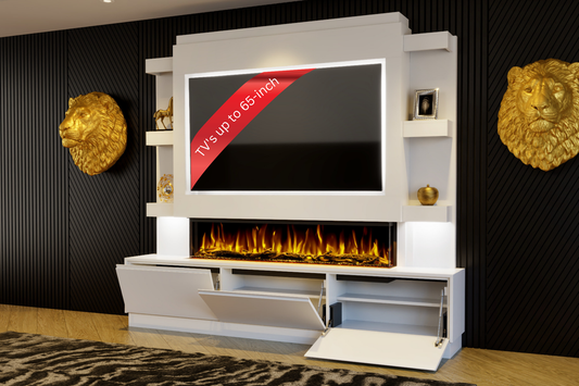 Pre-Built Media Wall S with 60 Inch Electric Fireplace – Delivered Across Mainland UK