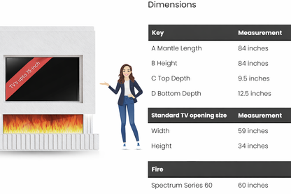 Pre-Built Media Wall U with 60 Inch Electric Fireplace – Delivered Across Mainland UK