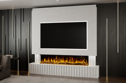 Pre-Built Media Wall U with 60 Inch Electric Fireplace – Delivered Across Mainland UK