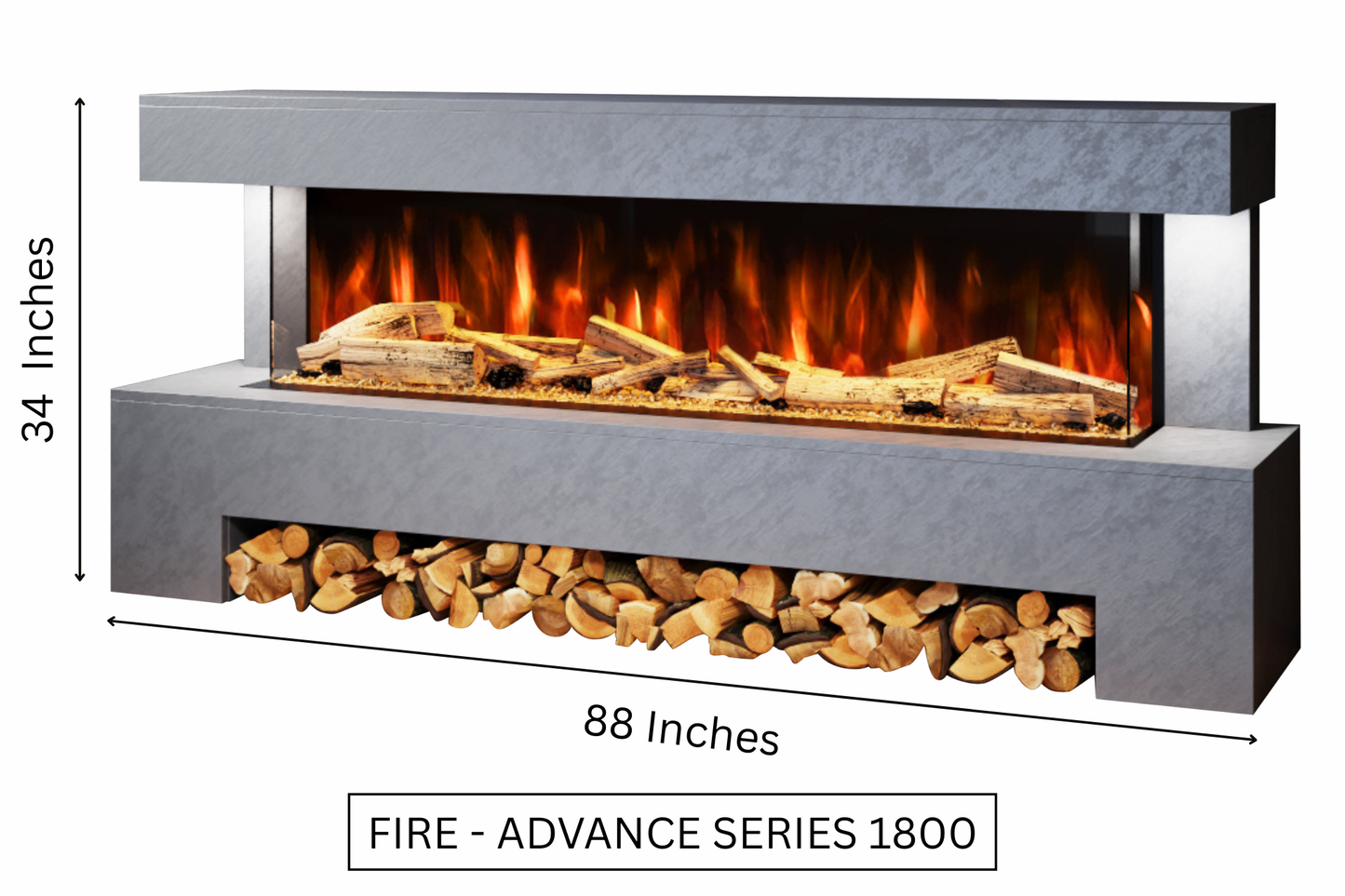 Advance Electric Fireplace Suite A – 88 Inch Freestanding Suite with 1800mm Fire | UK Delivery