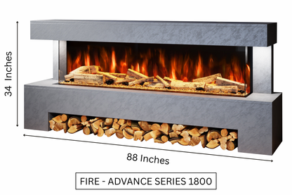 Advance Electric Fireplace Suite A – 88 Inch Freestanding Suite with 1800mm Fire | UK Delivery