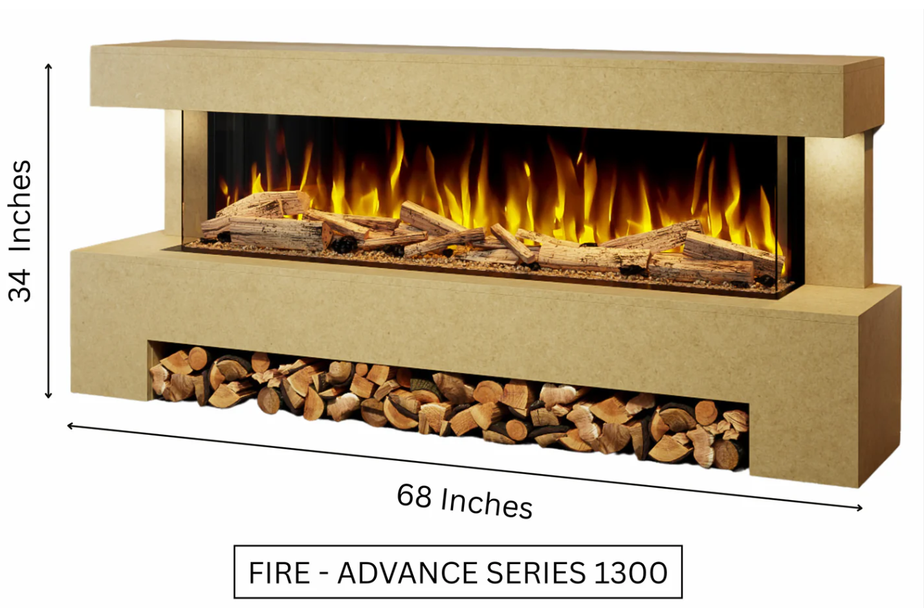 Advance Electric Fireplace Suite A – 68 Inch Freestanding Suite with 1300mm Fire | UK Delivery