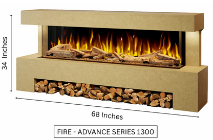 Advance Electric Fireplace Suite A – 68 Inch Freestanding Suite with 1300mm Fire | UK Delivery