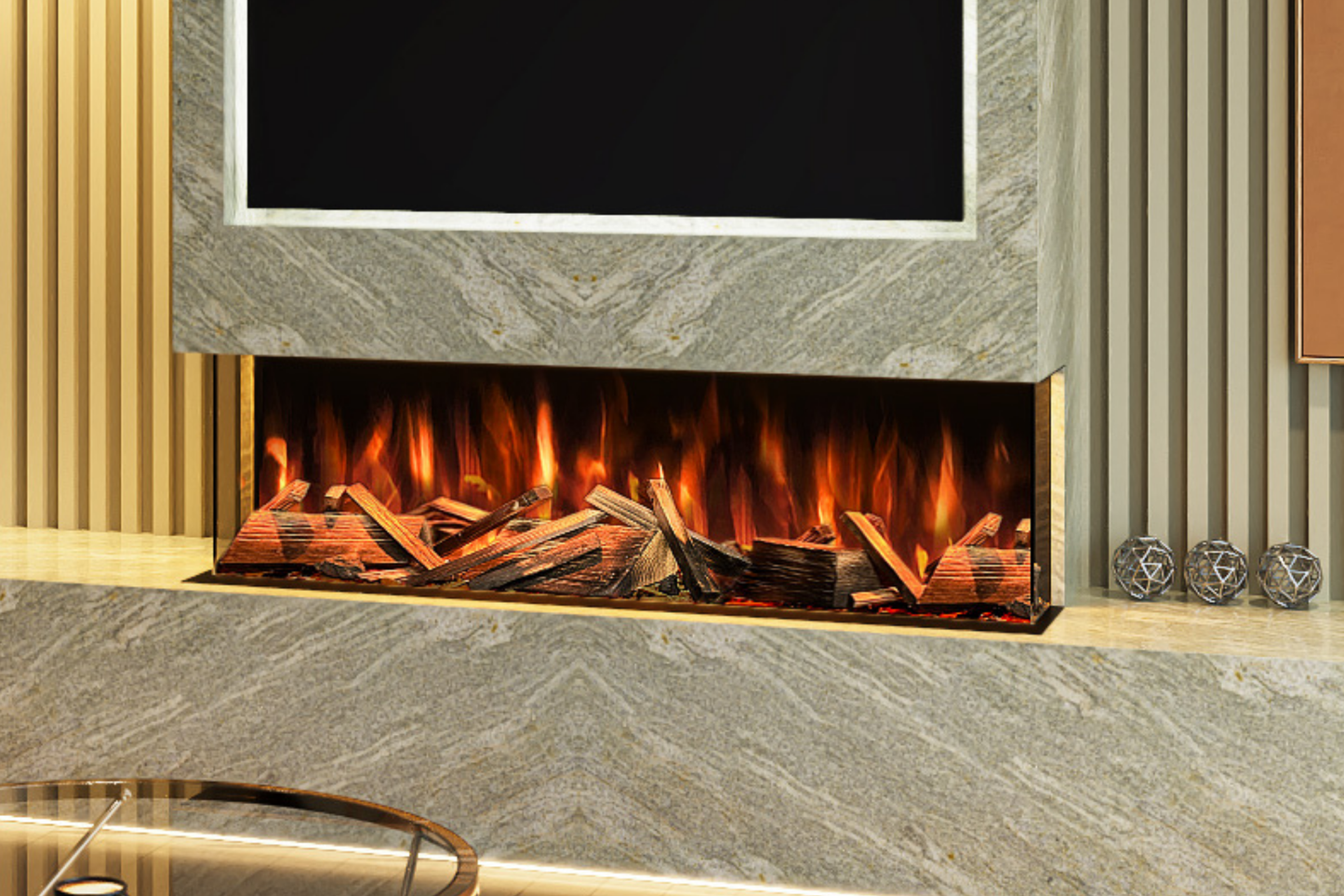 Advance Series 1300mm Media Wall Electric Fireplace – App & Remote Control