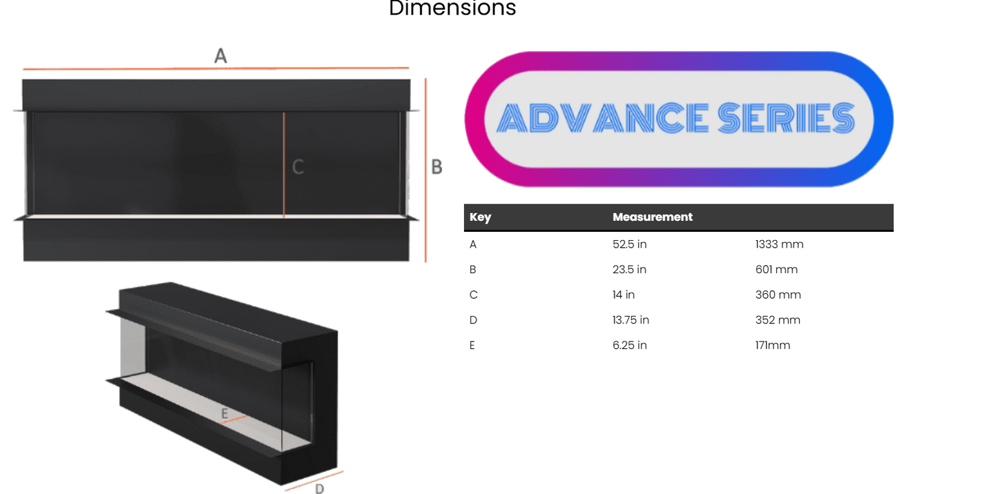 Advance Series 1300mm Media Wall Electric Fireplace – App & Remote Control
