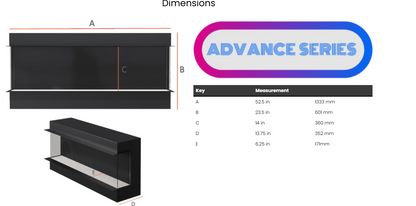 Advance Series 1300mm Media Wall Electric Fireplace – App & Remote Control