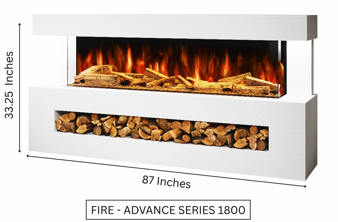 Advance Electric Fireplace Suite B – 87 Inch Freestanding Suite with 1800mm Fire | UK Delivery