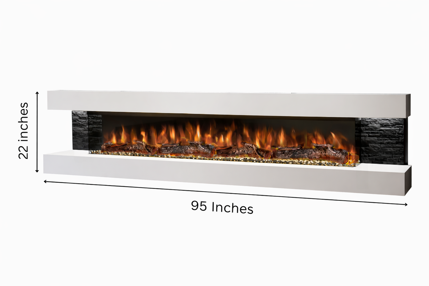 Wall Mounted Electric Fireplace G – 95" Suite with 72" LED Fireplace | UK Delivery