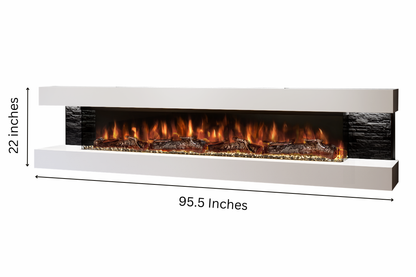 Wall Mounted Electric Fireplace F – 96 Inch Slimline LED | UK Delivery