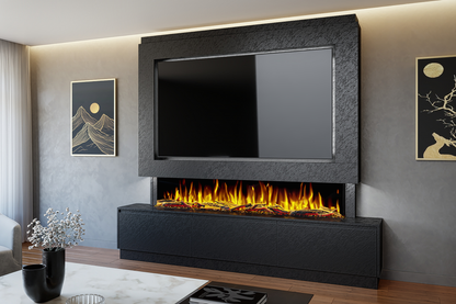 Pre-Built Media Wall T with 72 Inch Electric Fireplace – Delivered Across Mainland UK