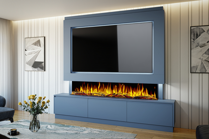 Pre-Built Media Wall T with 72 Inch Electric Fireplace – Delivered Across Mainland UK