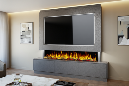 Pre-Built Media Wall T with 72 Inch Electric Fireplace – Delivered Across Mainland UK