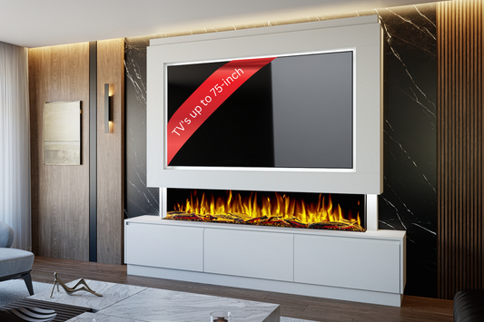 Pre-Built Media Wall T with 72 Inch Electric Fireplace – Delivered Across Mainland UK