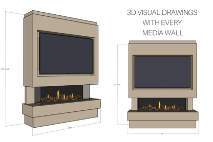 Pre-Built Media Wall Package J – Advance 1300mm Electric Fireplace (UK Delivery)