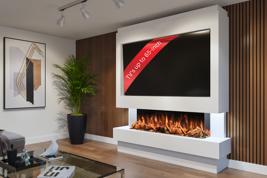 Pre-Built Media Wall Package J – Advance 1300mm Electric Fireplace (UK Delivery)