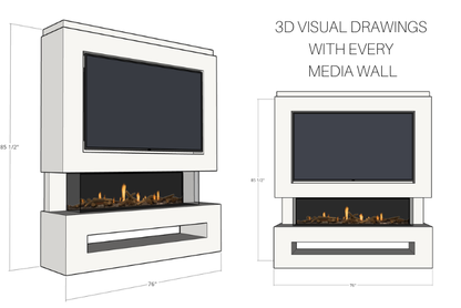 Pre-Built Media Wall Package K – Advance 1500mm Electric Fireplace (UK Delivery)