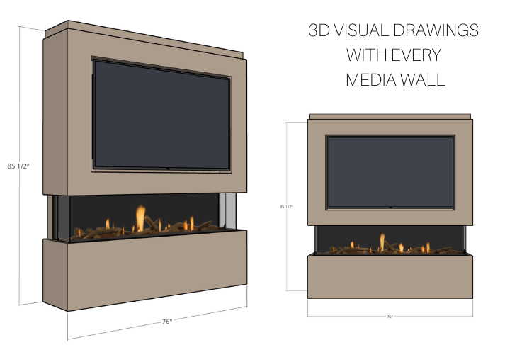 Pre-Built Media Wall Package L – Advance 1800mm Electric Fireplace (UK Delivery)
