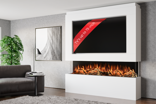 Pre-Built Media Wall Package L – Advance 1800mm Electric Fireplace (UK Delivery)