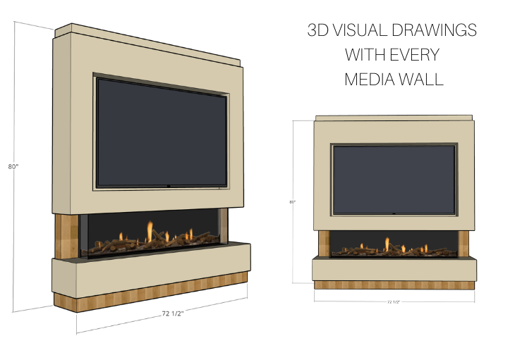 Pre-Built Media Wall M with 60 Inch Electric Fireplace – Delivered Across Mainland UK