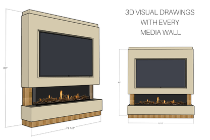 Pre-Built Media Wall M with 60 Inch Electric Fireplace – Delivered Across Mainland UK