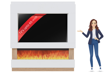 Pre-Built Media Wall M with 60 Inch Electric Fireplace – Delivered Across Mainland UK