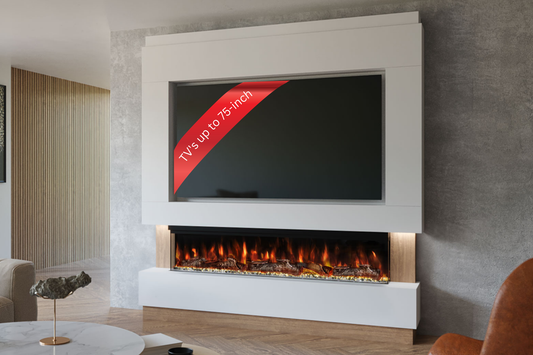Pre-Built Media Wall M with 60 Inch Electric Fireplace – Delivered Across Mainland UK