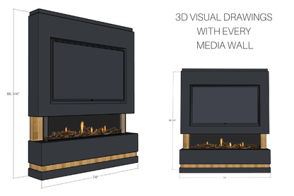 Pre-Built Media Wall N with 60 Inch Electric Fireplace – Delivered Across Mainland UK