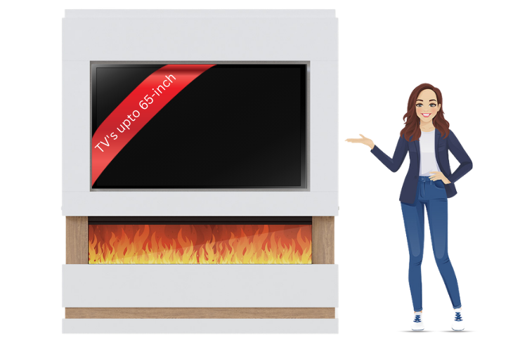Pre-Built Media Wall N with 60 Inch Electric Fireplace – Delivered Across Mainland UK
