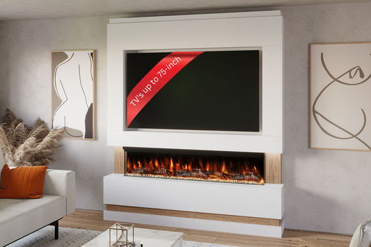 Pre-Built Media Wall N with 60 Inch Electric Fireplace – Delivered Across Mainland UK