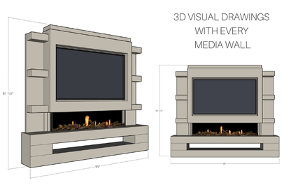 Pre-Built Media Wall O with 60 Inch Electric Fireplace – Delivered Across Mainland UK