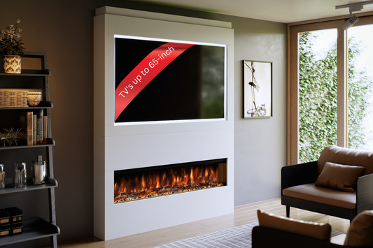 Pre-Built Media Wall Q with 60 Inch Electric Fireplace – Delivered Across Mainland UK