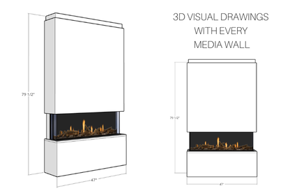Pre-Built Media Wall V with 44 Inch Electric Fireplace – Delivered Across Mainland UK
