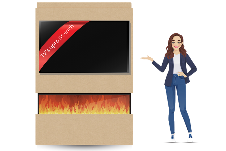 Pre-Built Media Wall W with 50 Inch Electric Fireplace – Delivered Across Mainland UK