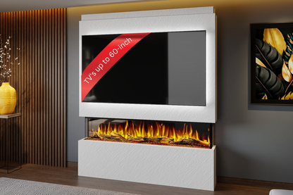 Pre-Built Media Wall V with 60 Inch Electric Fireplace – Delivered Across Mainland UK