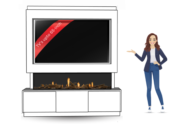Pre-Built Media Wall R with 60 Inch Electric Fireplace – Delivered Across Mainland UK