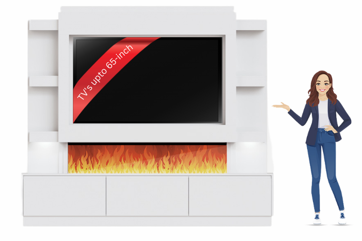 Pre-Built Media Wall S with 60 Inch Electric Fireplace – Delivered Across Mainland UK