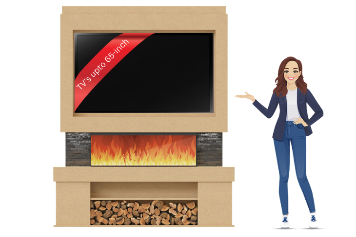 Pre-Built Media Wall C with 44 Inch Electric Fireplace – Delivered Across Mainland UK