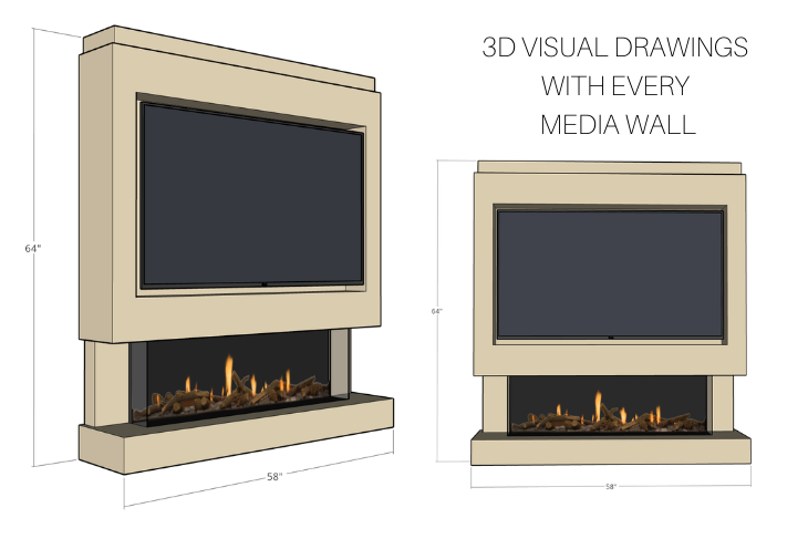 Pre-Built Media Wall D with 44 Inch Electric Fireplace – Delivered Across Mainland UK