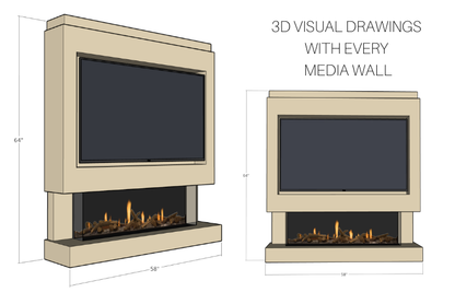 Pre-Built Media Wall D with 44 Inch Electric Fireplace – Delivered Across Mainland UK