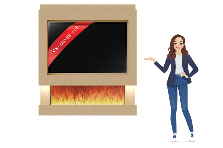 Pre-Built Media Wall D with 44 Inch Electric Fireplace – Delivered Across Mainland UK