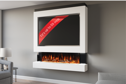 Pre-Built Media Wall D with 44 Inch Electric Fireplace – Delivered Across Mainland UK