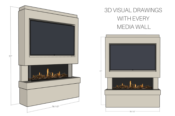 Pre-Built Media Wall E with 44 Inch Electric Fireplace – Delivered Across Mainland UK