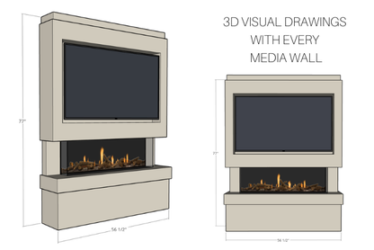 Pre-Built Media Wall E with 44 Inch Electric Fireplace – Delivered Across Mainland UK