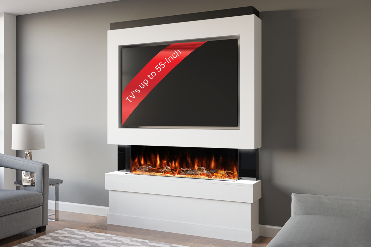 Pre-Built Media Wall E with 44 Inch Electric Fireplace – Delivered Across Mainland UK