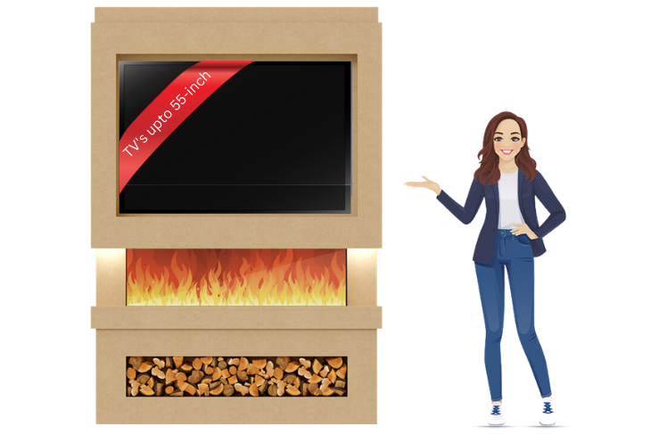 Pre-Built Media Wall F with 44 Inch Electric Fireplace – Delivered Across Mainland UK